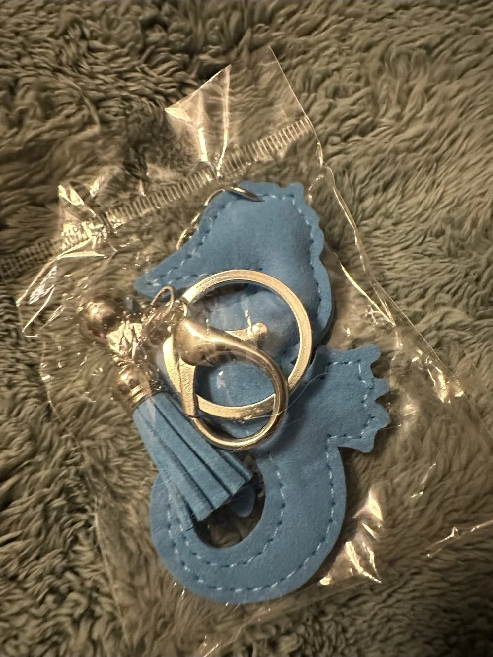 Blue Sequin Seahorse Key & Card Holder Charm